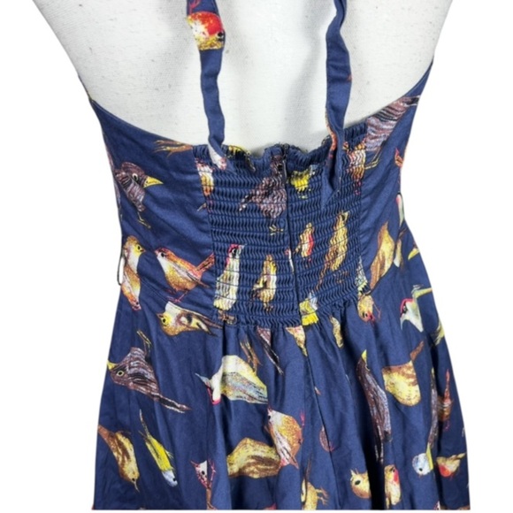 Miss Lulo Dress Womens Medium Halter Birds Retro Pinup Whimsical Quirky Girly - Picture 8 of 11
